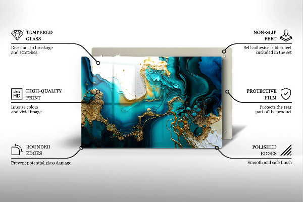 Szklana deska do kuchni Turkusowa abstrakcja