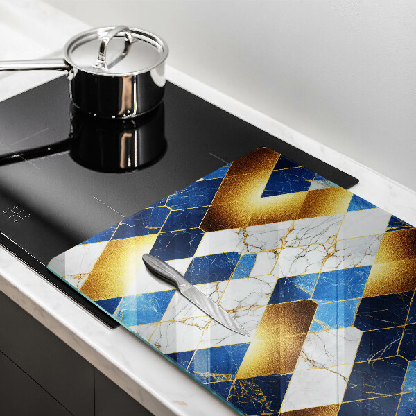 Szklana deska do kuchni Złote romby marmur