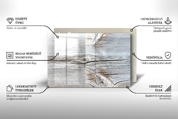 Szklana deska do kuchni Jasna struktura drewna