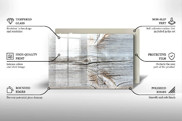Szklana deska do kuchni Jasna struktura drewna