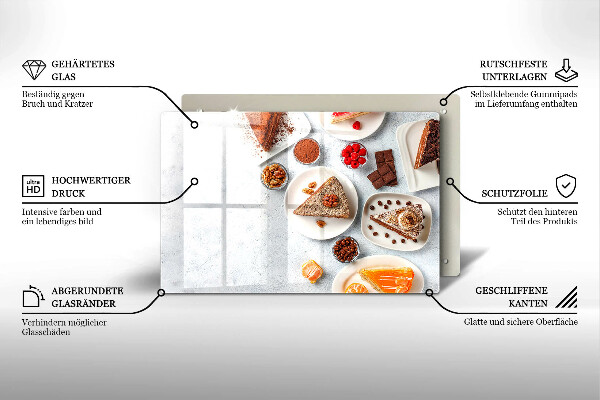 Szklana deska do kuchni Słodkości ciasta