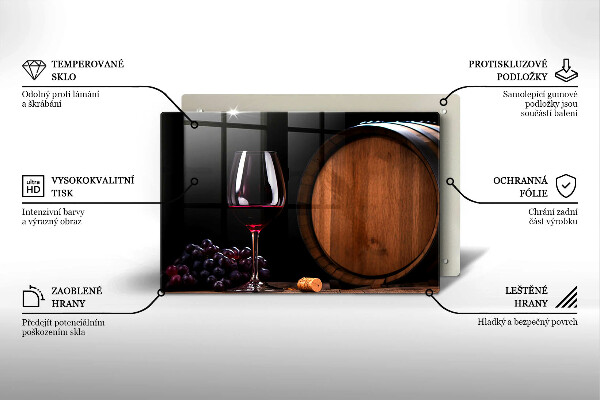 Szklana deska do kuchni Beczka wina kieliszek