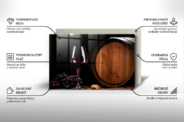 Szklana deska do kuchni Beczka wina kieliszek