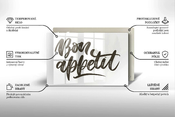 Szklana deska do kuchni Napis Bon Appetit