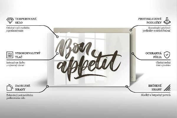 Szklana deska do kuchni Napis Bon Appetit