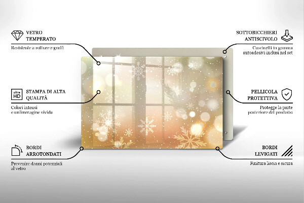Szklana deska do kuchni Płatki śniegu