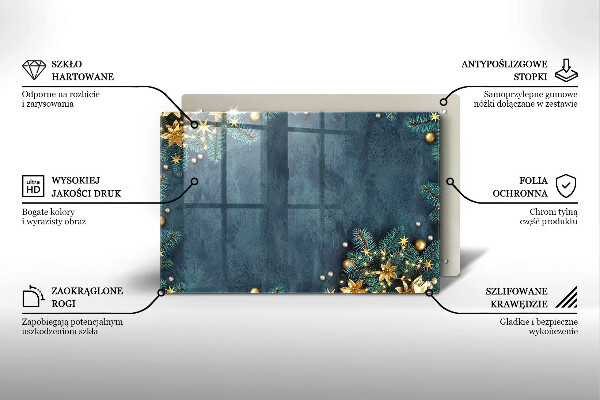 Szklana deska do kuchni Świąteczne ozdoby