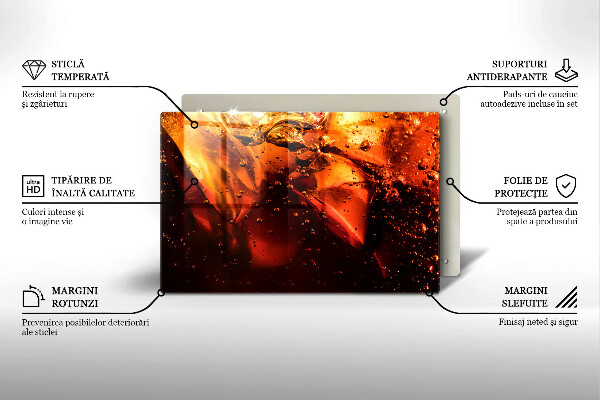 Szklana deska do kuchni Napój cola z lodem