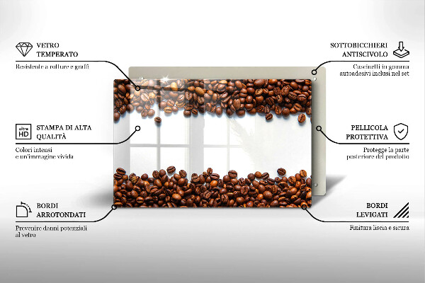 Szklana deska do kuchni Kawa ziarna