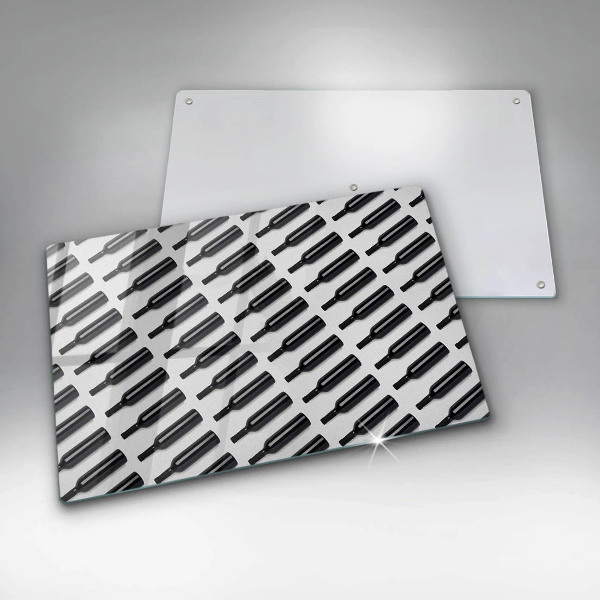 Szklana deska do kuchni Czarne butelki wina