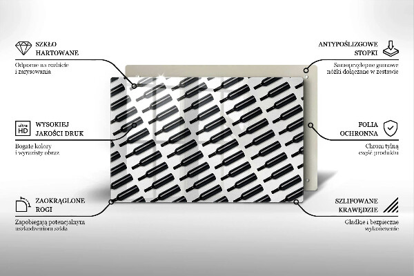 Szklana deska do kuchni Czarne butelki wina