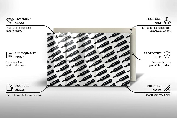 Szklana deska do kuchni Czarne butelki wina
