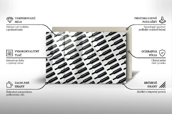 Szklana deska do kuchni Czarne butelki wina
