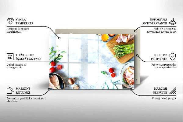 Szklana deska do kuchni Składniki w kuchni