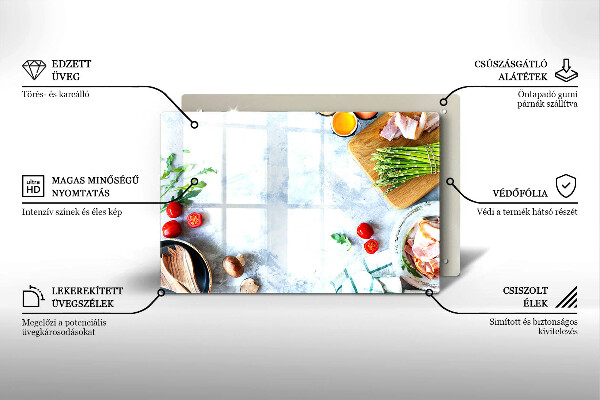 Szklana deska do kuchni Składniki w kuchni