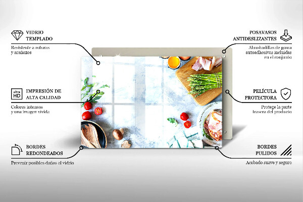 Szklana deska do kuchni Składniki w kuchni