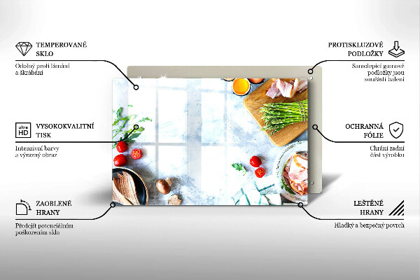 Szklana deska do kuchni Składniki w kuchni