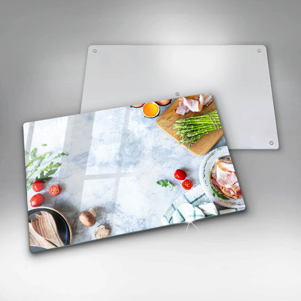 Szklana deska do kuchni Składniki w kuchni