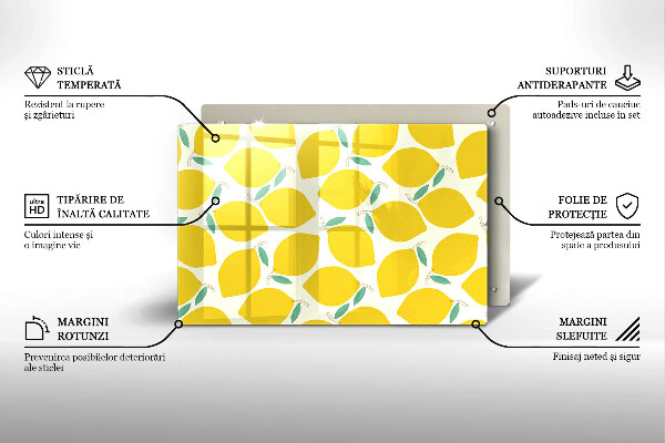 Szklana deska do kuchni Rysunkowe cytryny