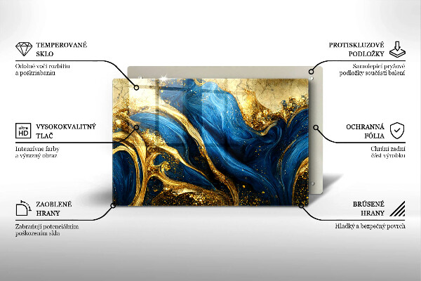 Szklana deska do kuchni Niebiesko-złoty marmur