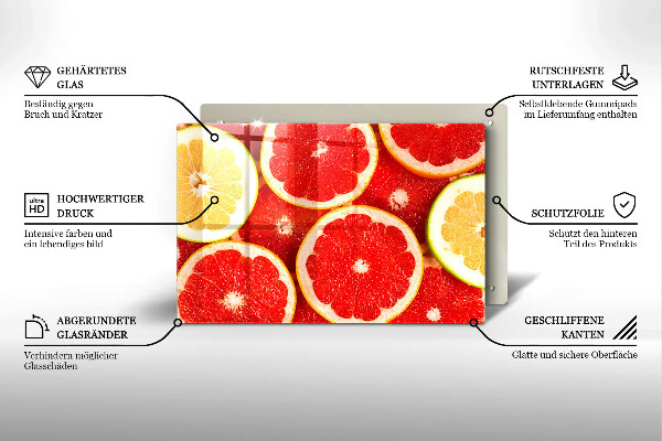 Szklana deska do kuchni Plastry grejpfruta