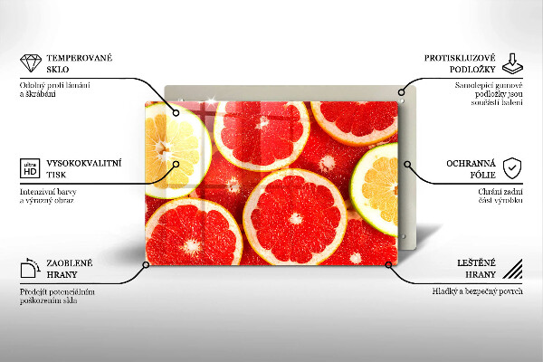 Szklana deska do kuchni Plastry grejpfruta