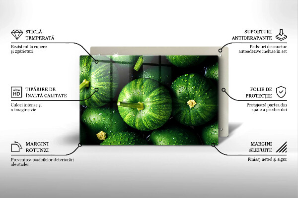 Szklana deska do kuchni Zielone dynie