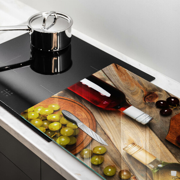 Szklana deska do kuchni Butelki wina i winogrona