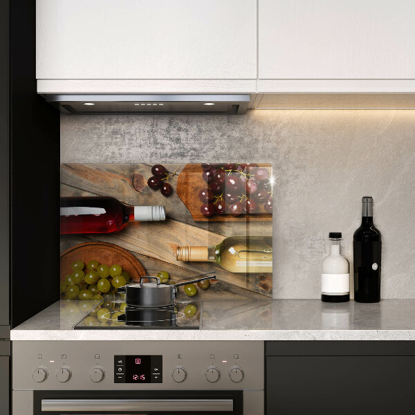 Szklana deska do kuchni Butelki wina i winogrona