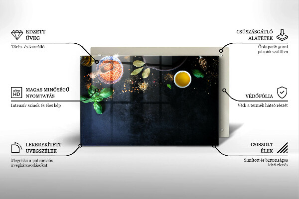 Szklana deska do kuchni Miseczki z przyprawami