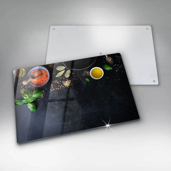 Szklana deska do kuchni Miseczki z przyprawami