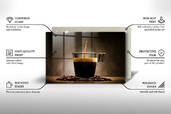Deska do kuchni Szklanka i ziarna kawy