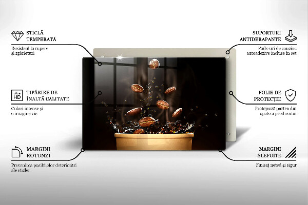 Szklana deska do kuchni Gorąca kawa ziarna