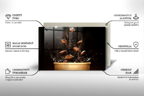 Szklana deska do kuchni Gorąca kawa ziarna