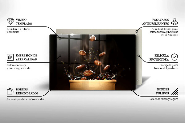 Szklana deska do kuchni Gorąca kawa ziarna