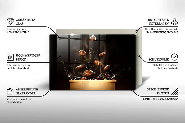 Szklana deska do kuchni Gorąca kawa ziarna