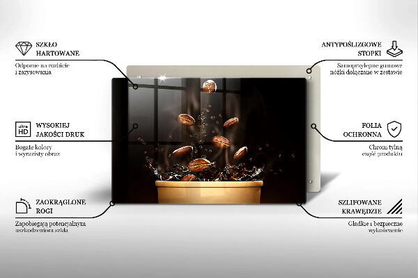 Szklana deska do kuchni Gorąca kawa ziarna