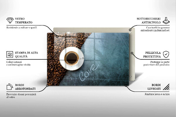 Szklana deska do kuchni Ziarna kawy i filiżanka