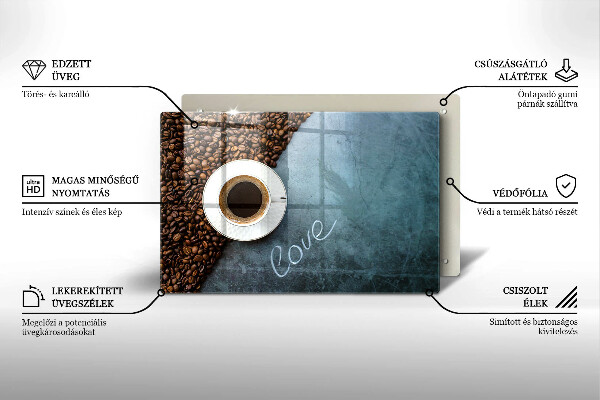 Szklana deska do kuchni Ziarna kawy i filiżanka