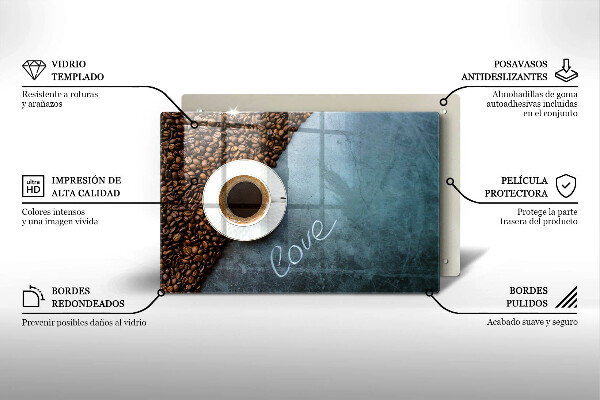 Szklana deska do kuchni Ziarna kawy i filiżanka