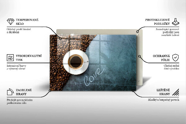 Szklana deska do kuchni Ziarna kawy i filiżanka