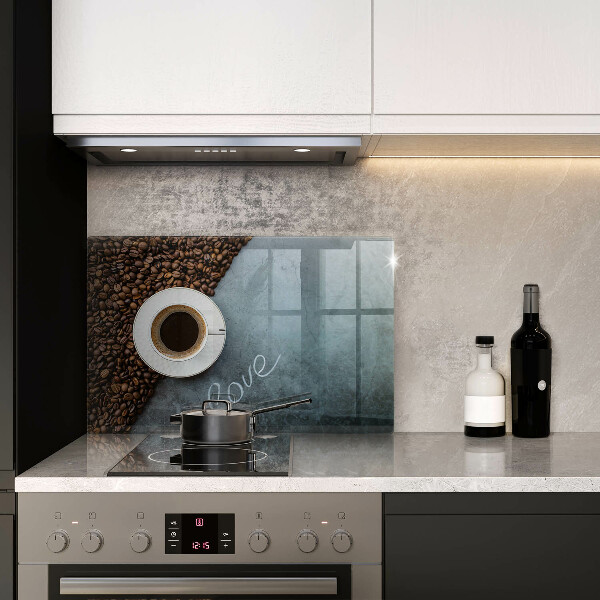 Szklana deska do kuchni Ziarna kawy i filiżanka