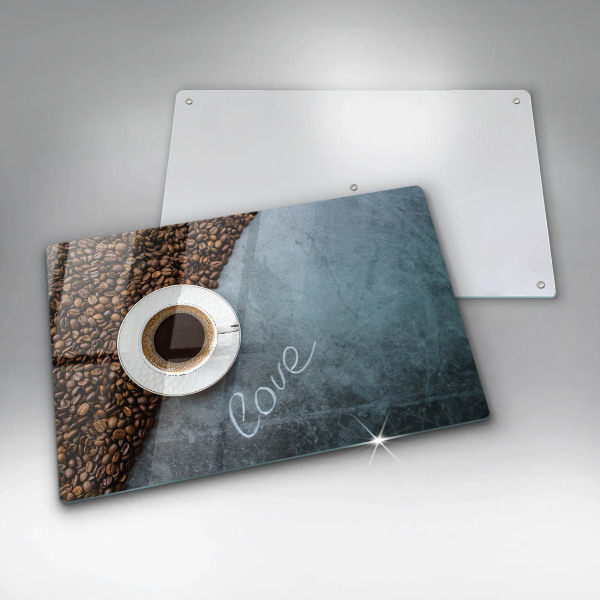 Szklana deska do kuchni Ziarna kawy i filiżanka