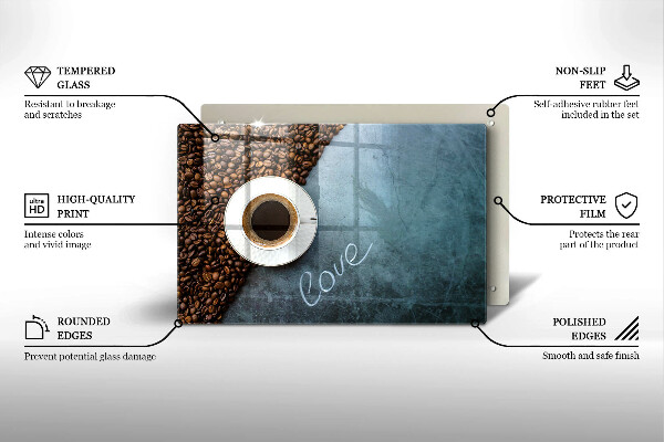 Szklana deska do kuchni Ziarna kawy i filiżanka