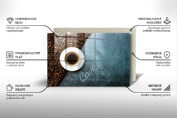 Szklana deska do kuchni Ziarna kawy i filiżanka