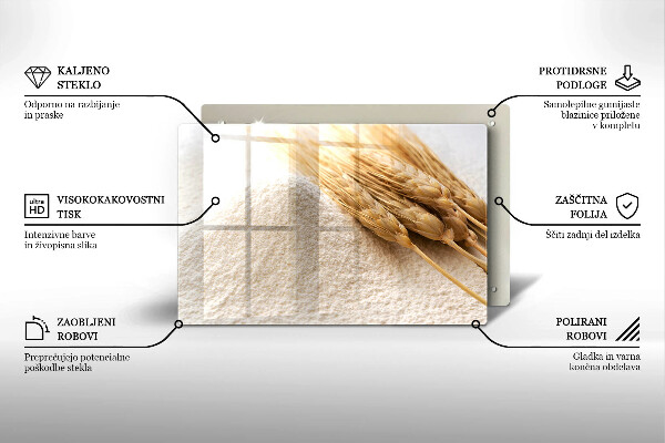 Szklana deska do kuchni Mąka i kłosy zboża
