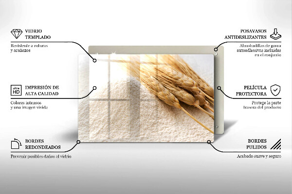 Szklana deska do kuchni Mąka i kłosy zboża