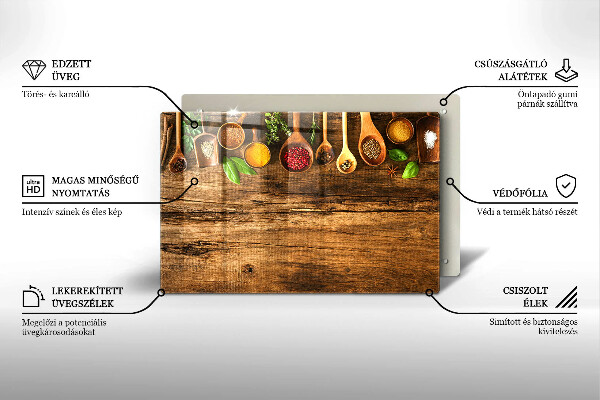 Deska do kuchni Drewniane łyżki przyprawy