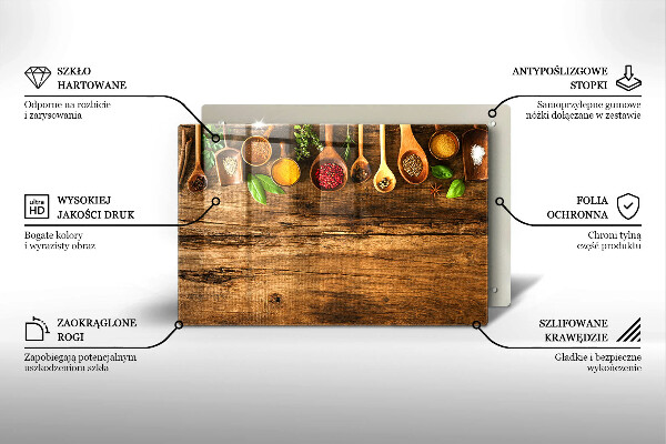 Deska do kuchni Drewniane łyżki przyprawy