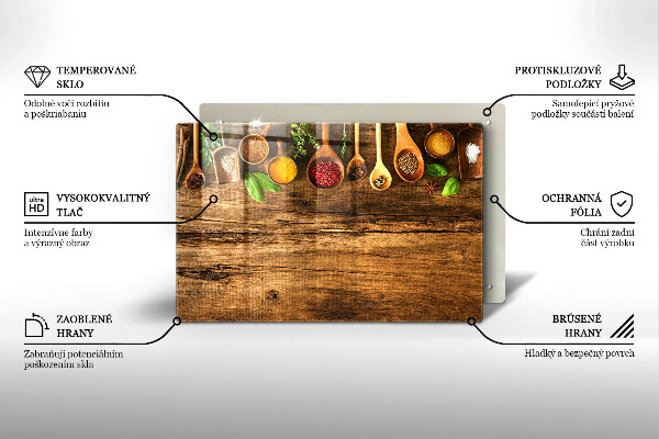 Deska do kuchni Drewniane łyżki przyprawy
